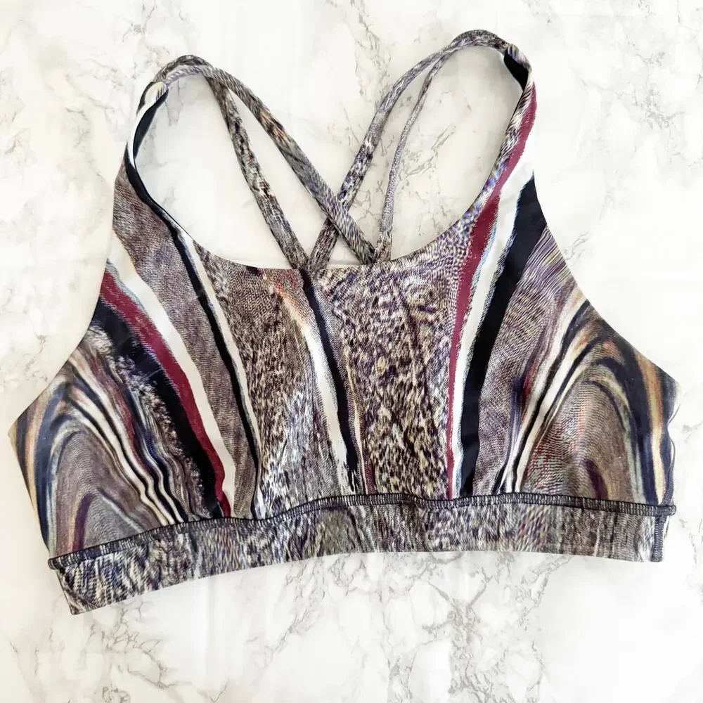 LULULEMON Energy Nulux Sports Bra Polychromatic Multi Black 10